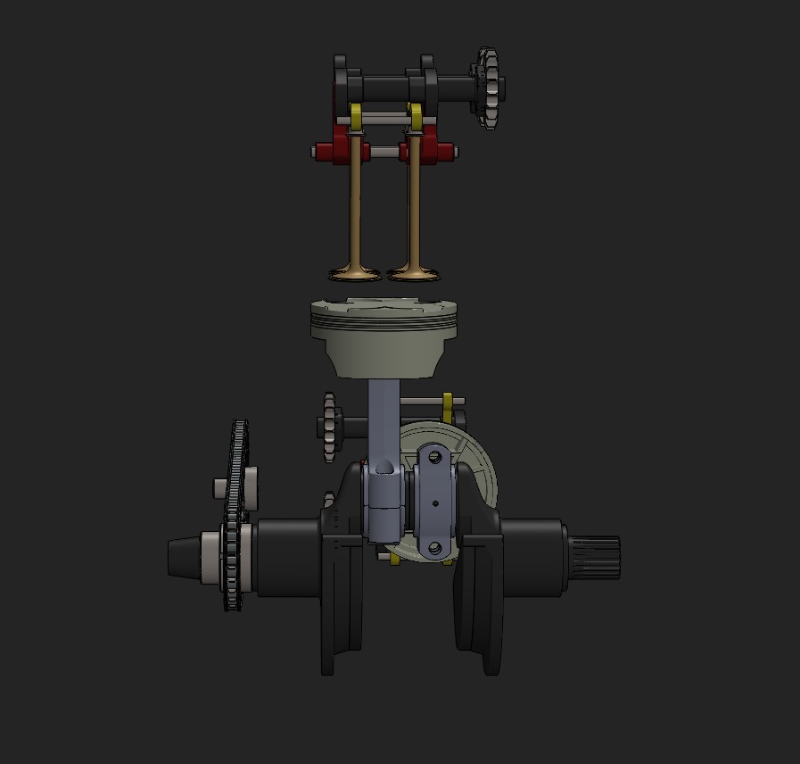 V型双缸摩托车发动机内部结构